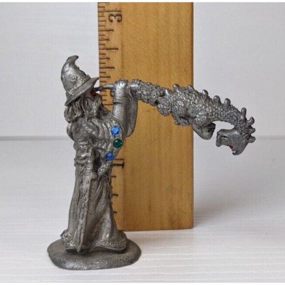 Vintage Spoontiques Pewter Wizard Warlock Sorcerer figurine Magician hmr1501 - Picture 7 of 8